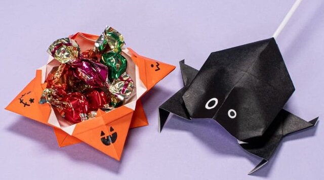 ハロウィンパーティーで大活躍！　折り紙で「お菓子入れ」と「キャンディーカバー」を作ろう〔人気作家のわかりやすい解説付き〕