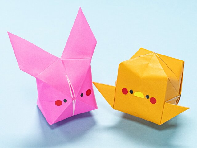 【わかりやすい動画付き】１枚で簡単！　子どもと楽しむ折り紙　イースターの「うさぎとひよこ」の折り方