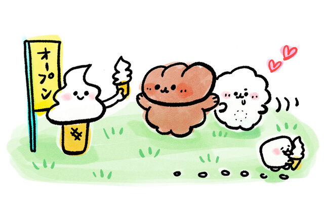 【キャラ♡フェス特別コラボ】ふわもこちゃんとぎょうざいぬがアイス屋さんに集合♡