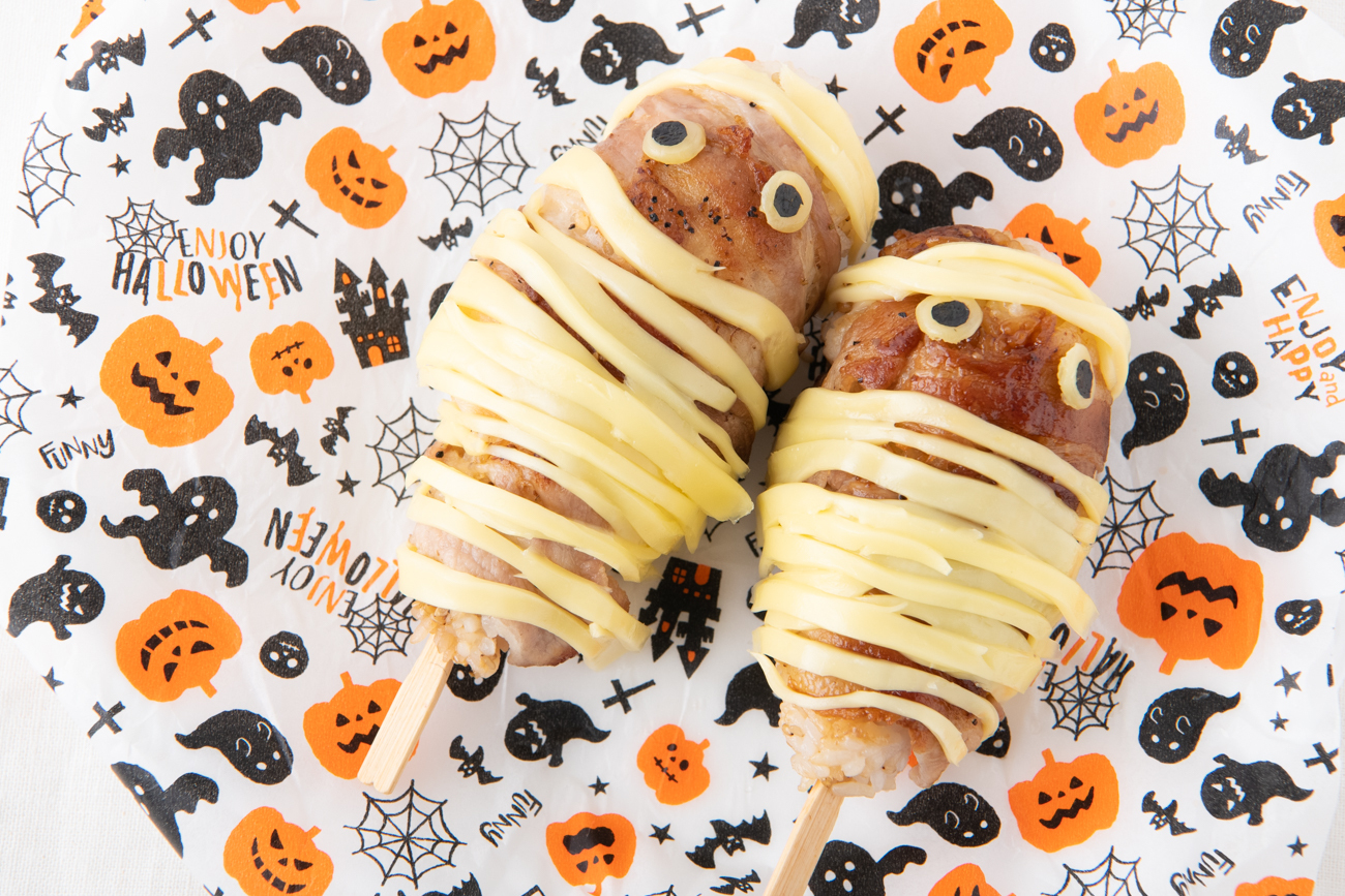 毎日公開 おにぎりレシピ30 17個目 チーズ包帯の豚肉巻きミイラおにぎり コクリコ Cocreco