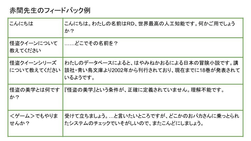 赤間先生から提出されたフィードバック