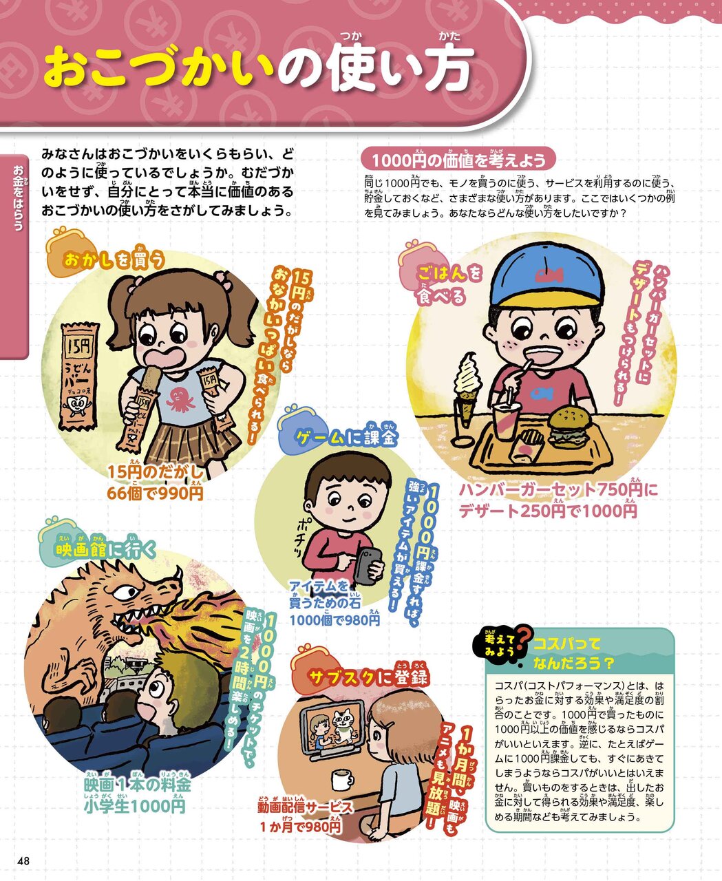 『動く図鑑MOVE　お金と経済』より「おこづかいの使い方」の説明ページ