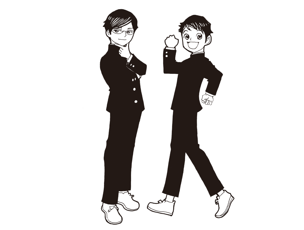 「都会のトム＆ソーヤ」シリーズの主人公、竜王創也（左）と内藤内人（右）。著：はやみねかおる、絵：にしけいこ