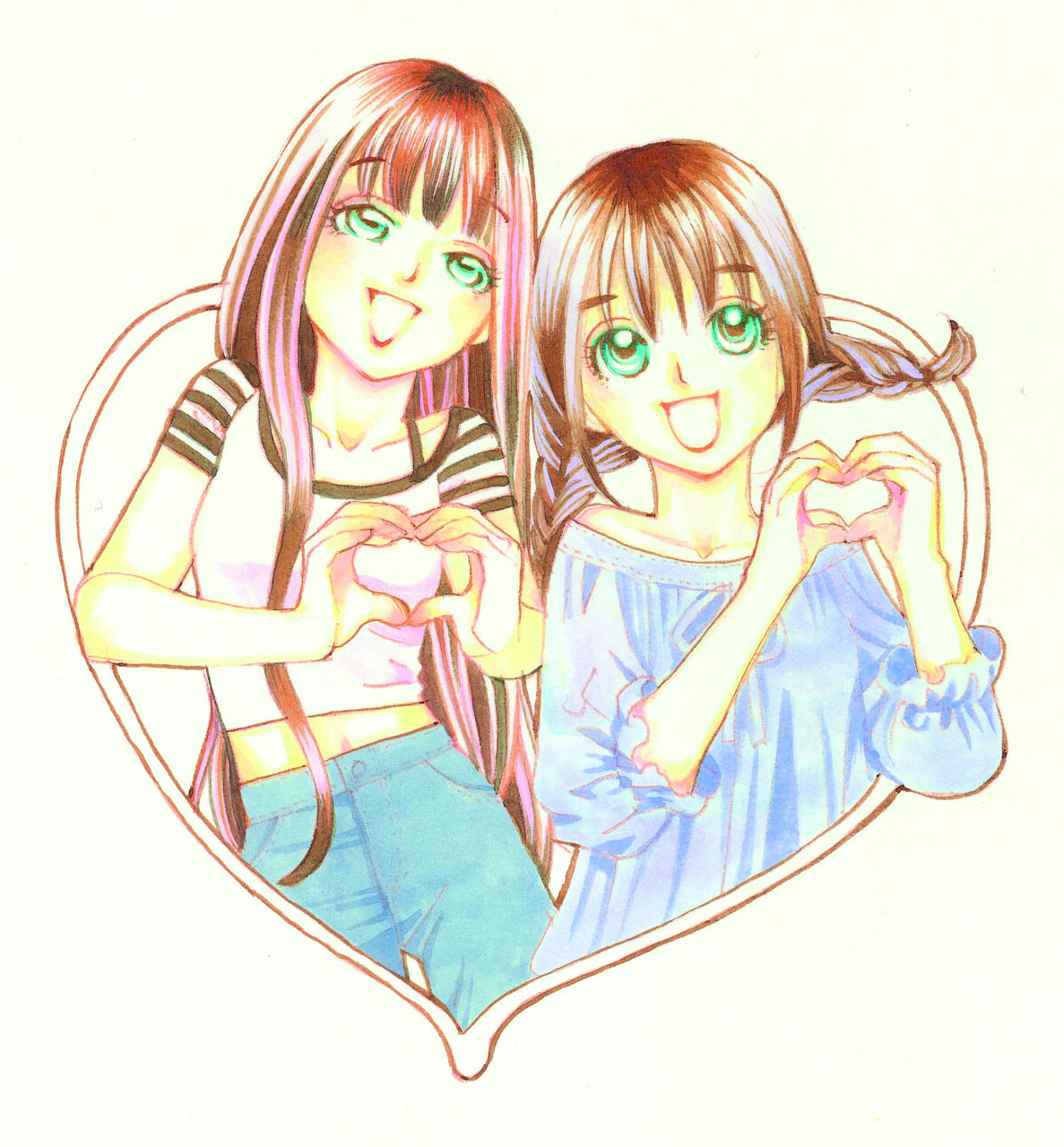 ユラと夏音のイラスト。（絵：にしけいこ）