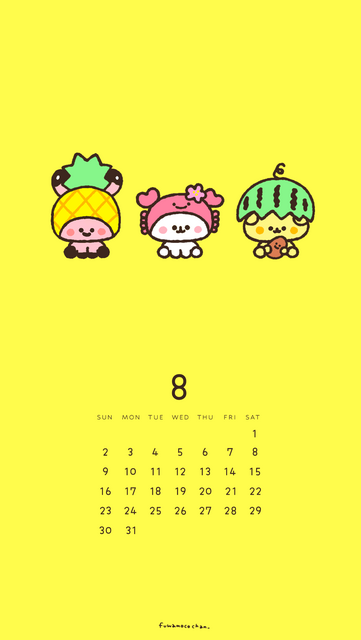 ふわもこちゃん2026年８月カレンダー
