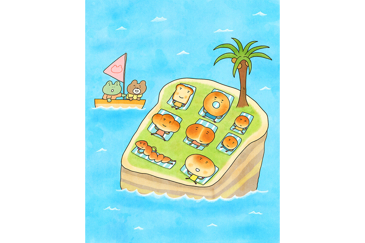 カエルさんとくまさん　「ブレッ島」イラスト