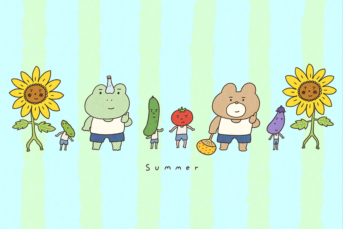 カエルさんとくまさん　「夏はつづく」イラスト