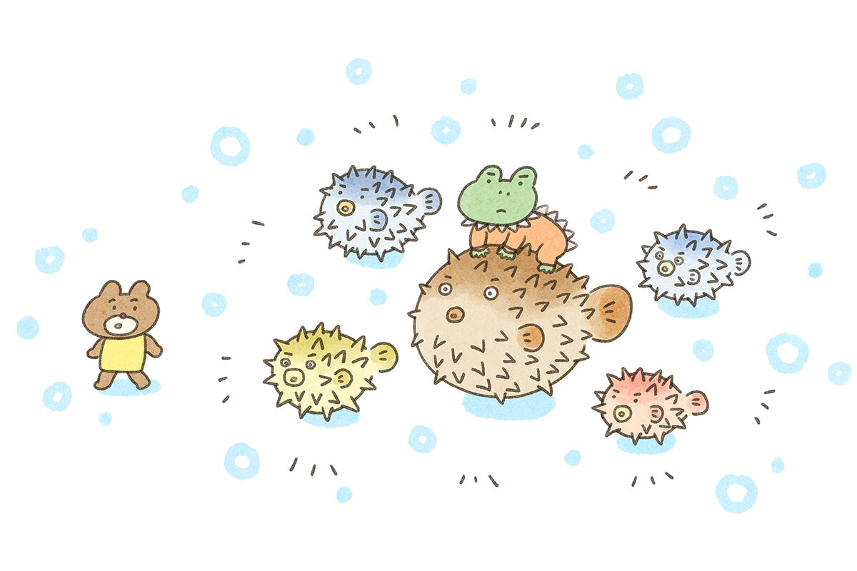 カエルさんとくまさん　「トゲトゲしい」イラスト
