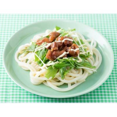 焼き鳥と水菜の冷やしうどん