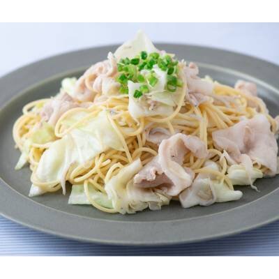 豚バラとキャベツとしらすのスパゲッティ