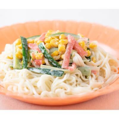 かにかまのマヨサラダのせ冷やし中華